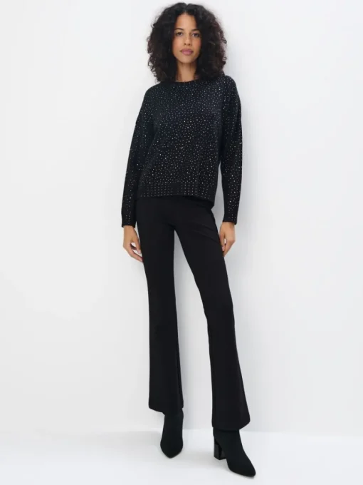Pullover>MOHITO Strickkleid mit Kristalle Schwarz