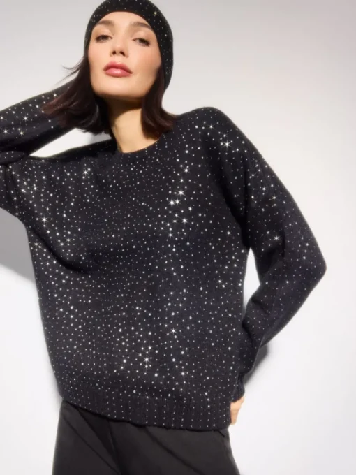 Pullover>MOHITO Strickkleid mit Kristalle Schwarz
