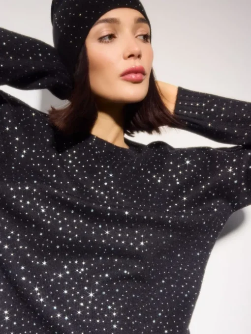 Pullover>MOHITO Strickkleid mit Kristalle Schwarz