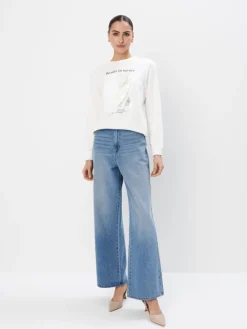 Sweatshirts>MOHITO Sweatshirt mit Druck Creme