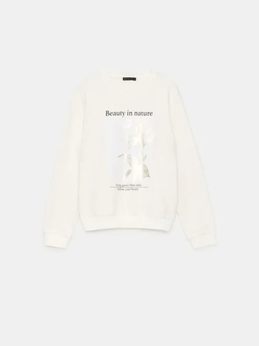 Sweatshirts>MOHITO Sweatshirt mit Druck Creme