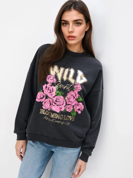 Sweatshirts>MOHITO Sweatshirt mit Druck Schwarz
