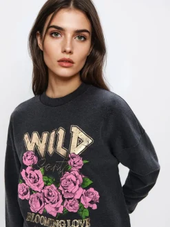 Sweatshirts></noscript>MOHITO Sweatshirt mit Druck Schwarz