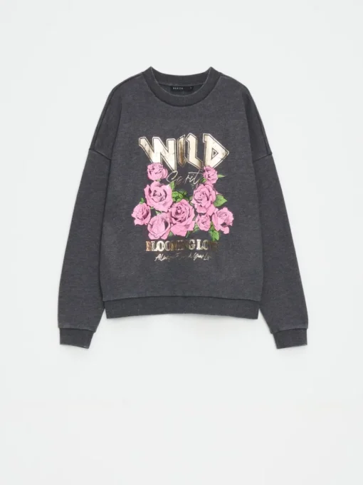 Sweatshirts>MOHITO Sweatshirt mit Druck Schwarz