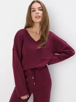 Sweatshirts>MOHITO Sweatshirt mit V-Ausschnitt Kastanienbraun