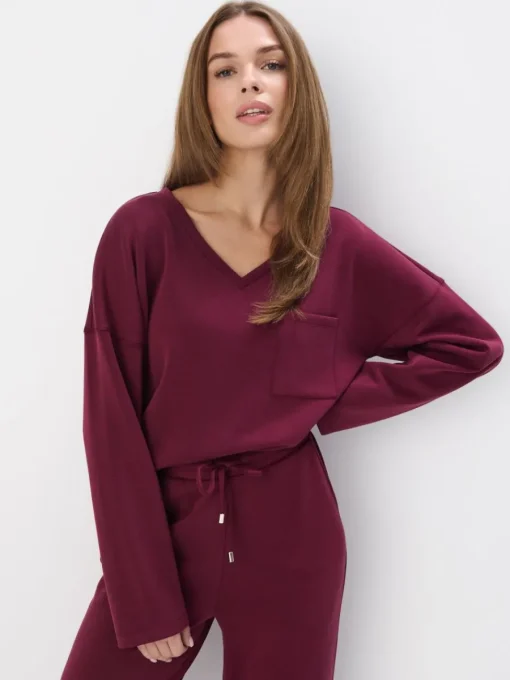 Sweatshirts>MOHITO Sweatshirt mit V-Ausschnitt Kastanienbraun