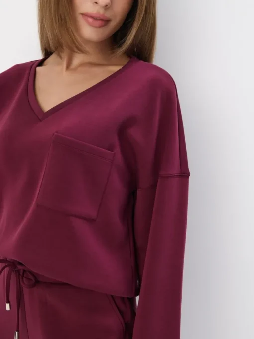 Sweatshirts>MOHITO Sweatshirt mit V-Ausschnitt Kastanienbraun