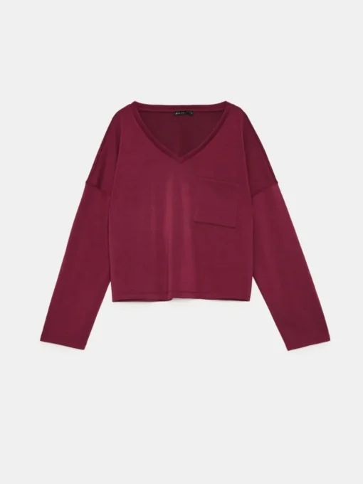 Sweatshirts>MOHITO Sweatshirt mit V-Ausschnitt Kastanienbraun