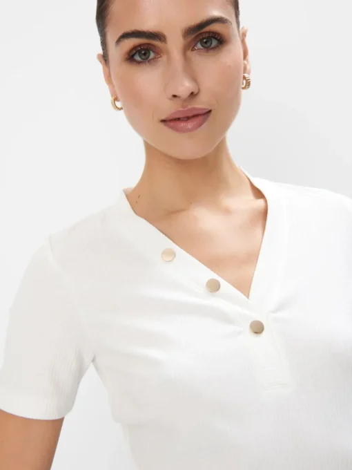 T-shirts, Tops>MOHITO T- Shirt mit V-Ausschnitt Creme