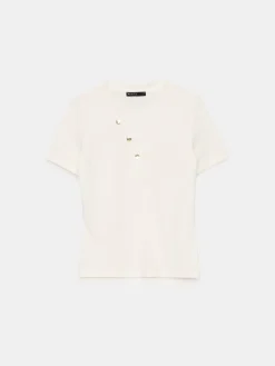 T-shirts, Tops></noscript>MOHITO T- Shirt mit V-Ausschnitt Creme