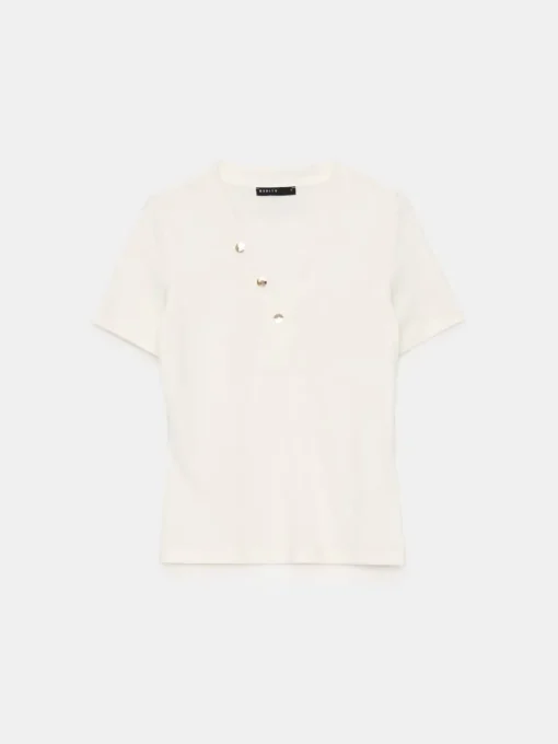 T-shirts, Tops>MOHITO T- Shirt mit V-Ausschnitt Creme