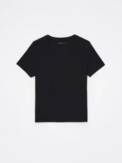 T-shirts, Tops></noscript>MOHITO T- Shirt mit V-Ausschnitt Schwarz