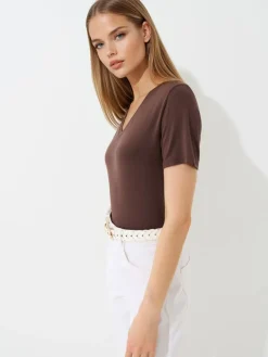 T-shirts, Tops>MOHITO T- Shirt mit V-Ausschnitt Braun