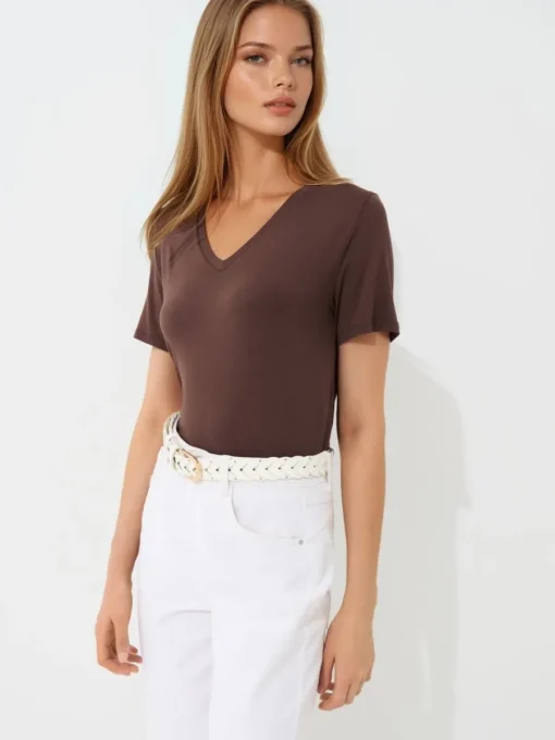 T-shirts, Tops>MOHITO T- Shirt mit V-Ausschnitt Braun