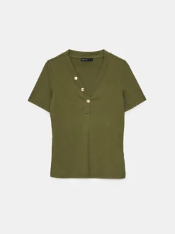 T-shirts, Tops></noscript>MOHITO T- Shirt mit V-Ausschnitt Grün