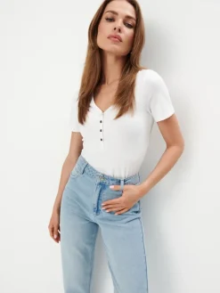 T-shirts, Tops>MOHITO T- Shirt mit V-Ausschnitt Weiu00df