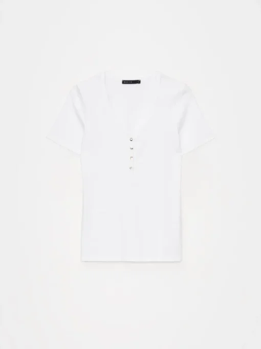 T-shirts, Tops>MOHITO T- Shirt mit V-Ausschnitt Weiu00df