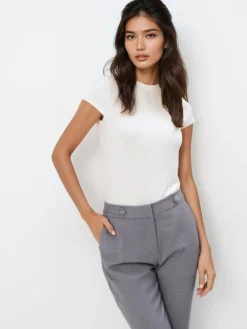 T-shirts, Tops>MOHITO Tailliertes T-Shirt Creme
