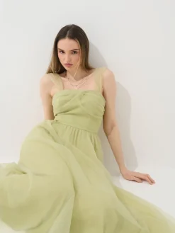 Kleider, Overalls|Entdecke Alles>MOHITO Tüll-Kleid Midi Olivgrün