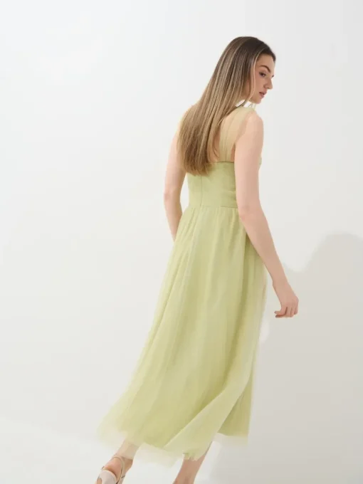 Kleider, Overalls|Entdecke Alles>MOHITO Tüll-Kleid Midi Olivgrün