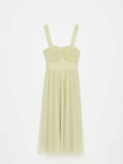 Kleider, Overalls|Entdecke Alles>MOHITO Tüll-Kleid Midi Olivgrün