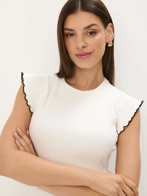 Blusen, Hemden>MOHITO Top aus Rippstrick Weiu00df