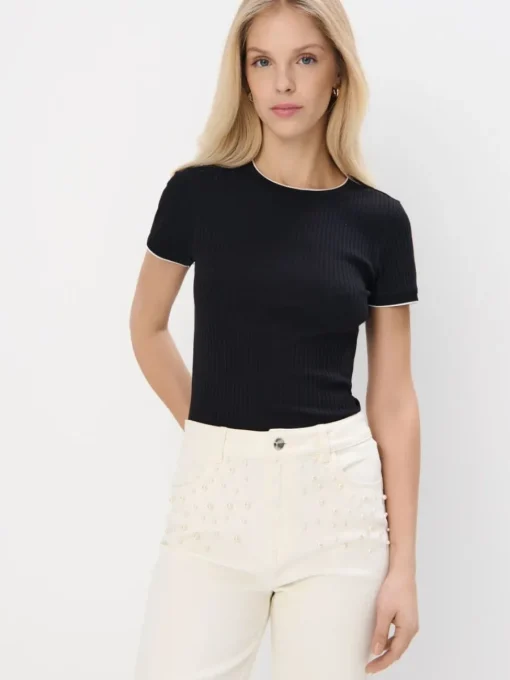 Blusen, Hemden>MOHITO Top aus Rippstrick Schwarz