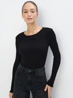 Blusen, Hemden>MOHITO Top aus Rippstrick Schwarz