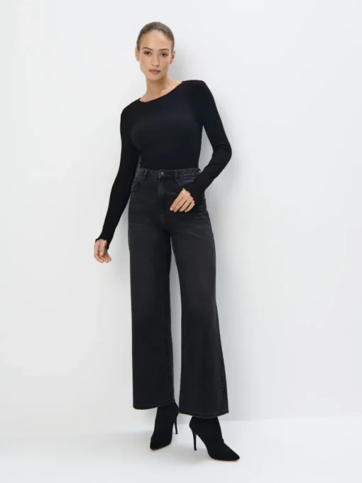 Blusen, Hemden>MOHITO Top aus Rippstrick Schwarz