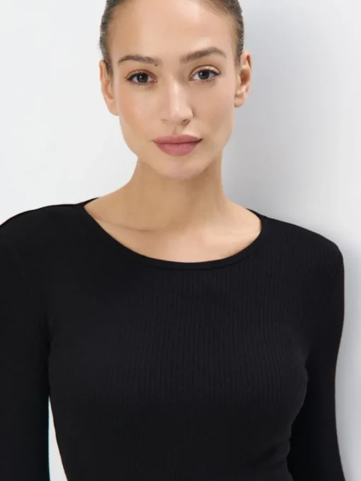 Blusen, Hemden>MOHITO Top aus Rippstrick Schwarz