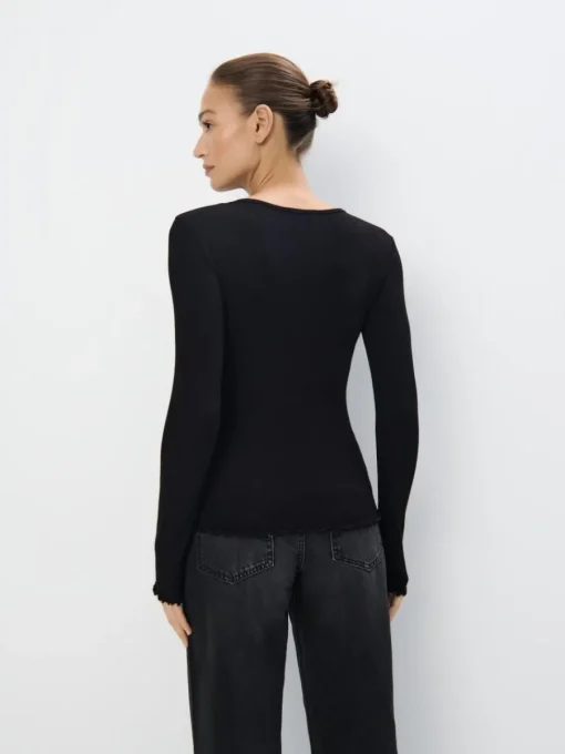 Blusen, Hemden>MOHITO Top aus Rippstrick Schwarz