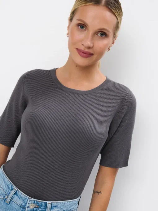 Blusen, Hemden>MOHITO Top aus Rippstrick Grau