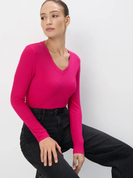T-shirts, Tops|Blusen, Hemden>MOHITO Top aus Rippstrick Fuchsia