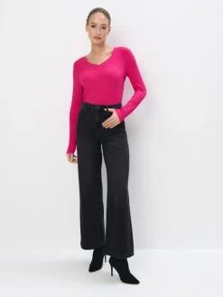 T-shirts, Tops|Blusen, Hemden>MOHITO Top aus Rippstrick Fuchsia