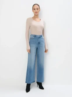 T-shirts, Tops|Blusen, Hemden>MOHITO Top aus Rippstrick Beige