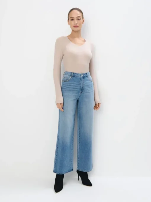 T-shirts, Tops|Blusen, Hemden>MOHITO Top aus Rippstrick Beige