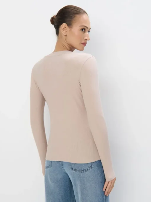T-shirts, Tops|Blusen, Hemden>MOHITO Top aus Rippstrick Beige
