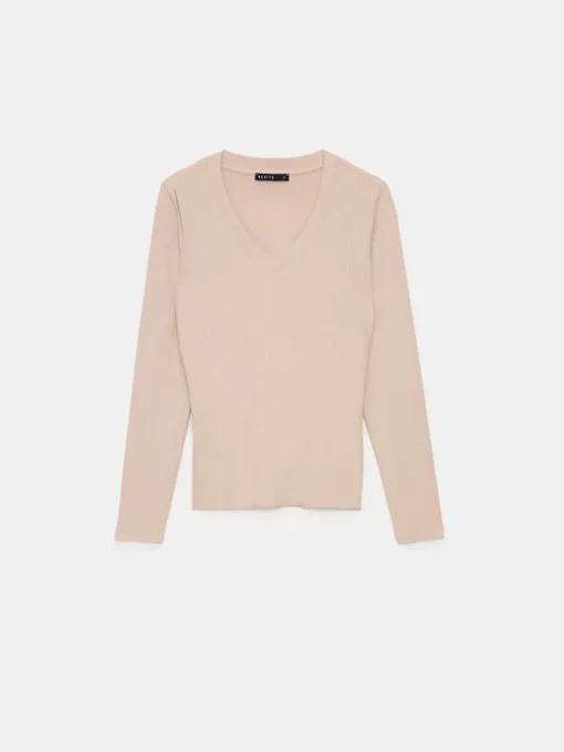 T-shirts, Tops|Blusen, Hemden>MOHITO Top aus Rippstrick Beige