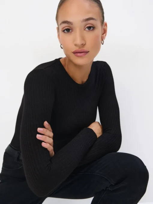 T-shirts, Tops|Blusen, Hemden>MOHITO Top aus Rippstrick Schwarz