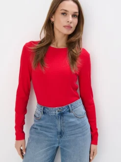 T-shirts, Tops|Blusen, Hemden>MOHITO Top aus Rippstrick Rot