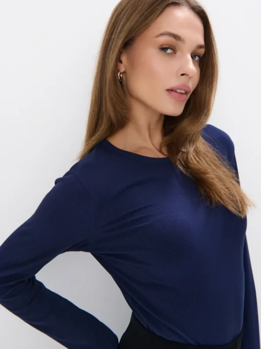 T-shirts, Tops|Blusen, Hemden>MOHITO Top aus Rippstrick Navy