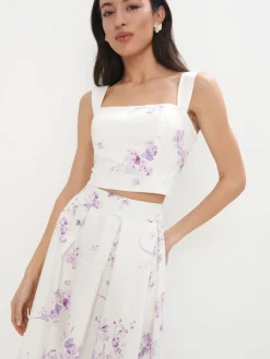T-shirts, Tops|Blusen, Hemden>MOHITO Top mit Blumenmuster Creme