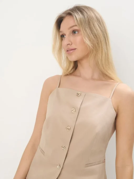 T-shirts, Tops|Blusen, Hemden>MOHITO Top mit Karree-Ausschnitt Beige