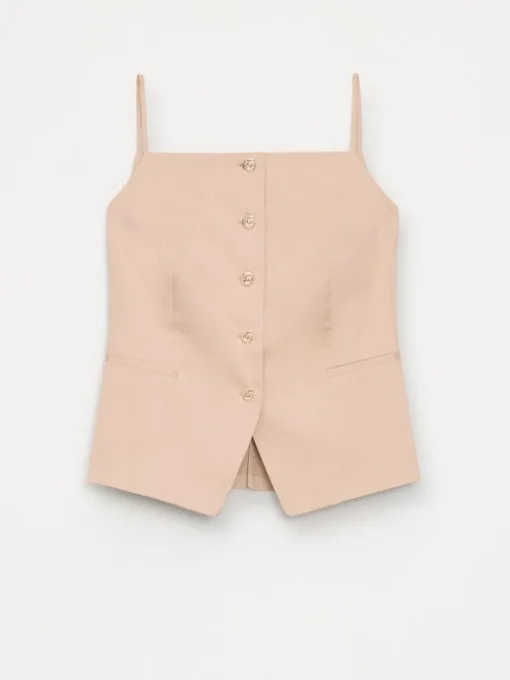 T-shirts, Tops|Blusen, Hemden>MOHITO Top mit Karree-Ausschnitt Beige