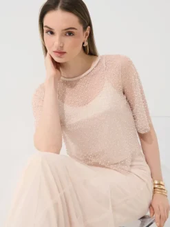 Blusen, Hemden>MOHITO Top mit Metallicgarn Nude