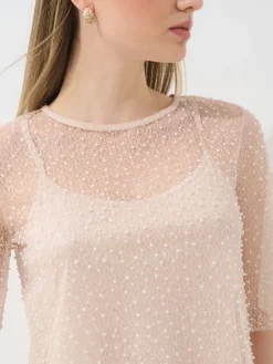 Blusen, Hemden></noscript>MOHITO Top mit Metallicgarn Nude