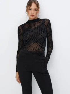 Blusen, Hemden>MOHITO Top mit Metallicgarn Schwarz
