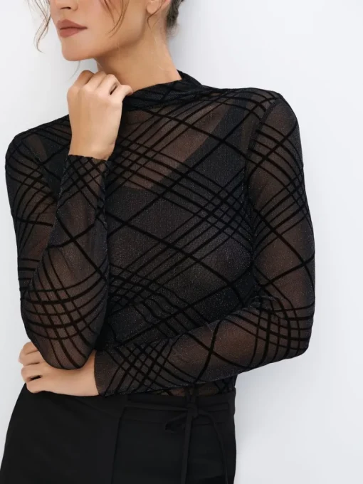 Blusen, Hemden>MOHITO Top mit Metallicgarn Schwarz