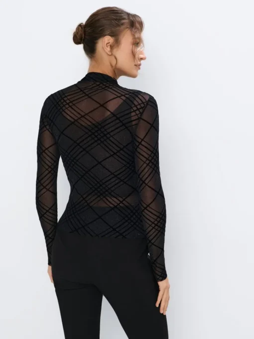 Blusen, Hemden>MOHITO Top mit Metallicgarn Schwarz