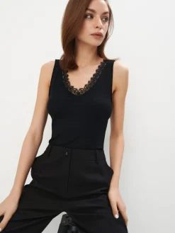 Blusen, Hemden>MOHITO Top mit Spitze Schwarz